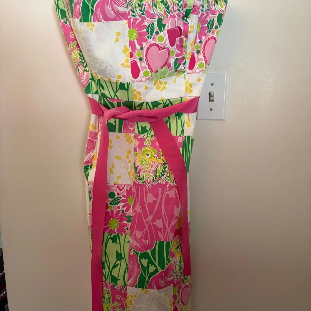 Lilly Pulitzer Pink, Green & Yellow Floral Strapless Dress Size 12 - Picture 6 of 6